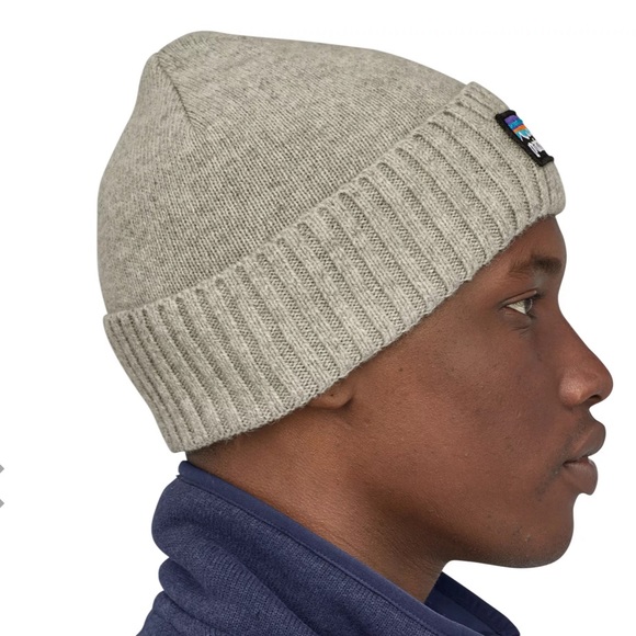 Brand New Patagonia Brodeo Beanie Recycled Wool Drifter Grey Logo Hat Ski Hike - Picture 12 of 15